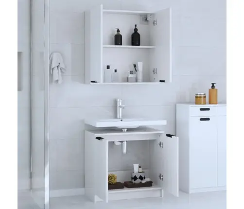 2-Daļīgs Vannasistabas Skapīšu Komplekts, Balts Koks Vidaxl