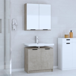 2-Osaline Vannitoakappide Komplekt, Betoonhall, Tehispuit