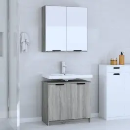 2-Daļīgs Vannasistabas Skapīšu Komplekts, Pelēks, Koks Vidaxl 2-Daļīgs Vannasistabas Skapīšu Komplekts, Pelēks, Koks Vidaxl