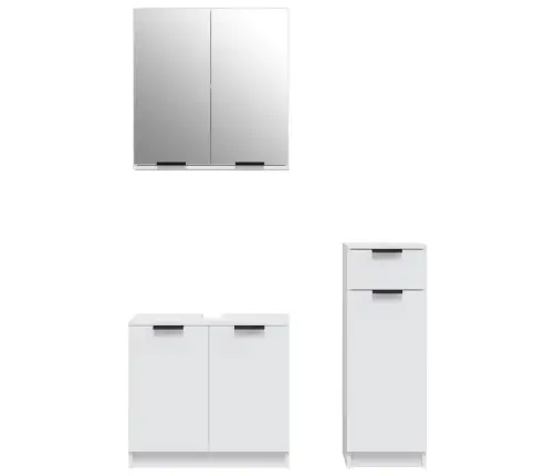 3-Daļīgs Vannasistabas Skapīšu Komplekts, Balts Vidaxl