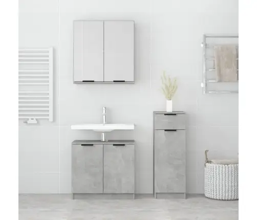 3-Osaline Vannitoakappide Komplekt, Betoonhall Tehispuit