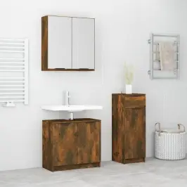 3-Osaline Vannitoakappide Komplekt, Suitsutatud Tamm, Tehispuit