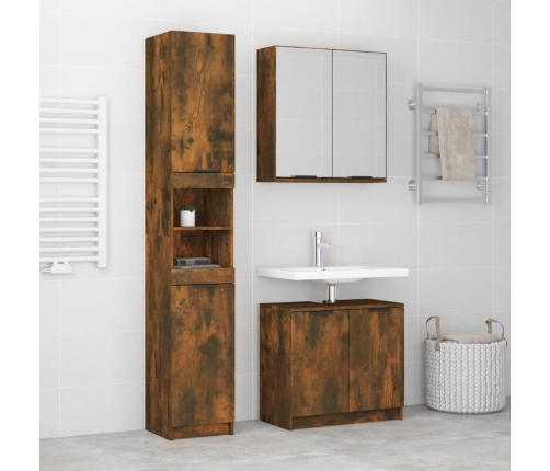 3-Osaline Vannitoakappide Komplekt, Suitsutatud Tamm, Tehispuit