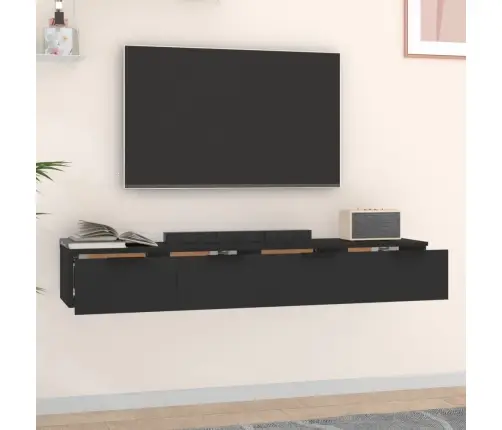 Sienas Skapīši, 2 Gab., Melni, 68X30X20 Cm, Inženierijas Koks Vidaxl