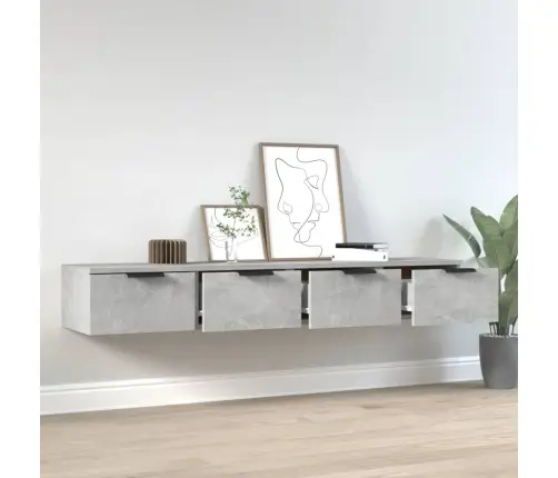 Sieninės Spintelės, 2Vnt., Betono Pilkos, 68X30X20cm Mediena