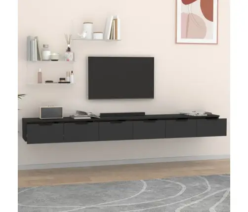 Sienas Skapīši, 2 Gab., Melni, 102X30X20 Cm, Inženierijas Koks Vidaxl