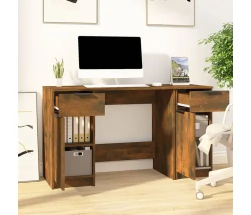 Rašomasis Stalas Su Šonine Spintele, Dūminio Ąžuolo, Mediena