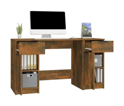 Rašomasis Stalas Su Šonine Spintele, Dūminio Ąžuolo, Mediena