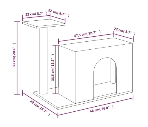 Kassimaja Sisalköiega Kraapimispuuga, Helehall, 51 Cm