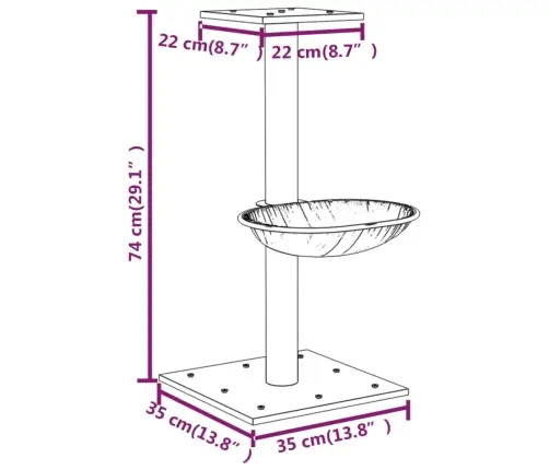 Kaķu Māja Ar Sizala Stabu Nagu Asināšanai, 74 Cm, Gaiši Pelēka Vidaxl
