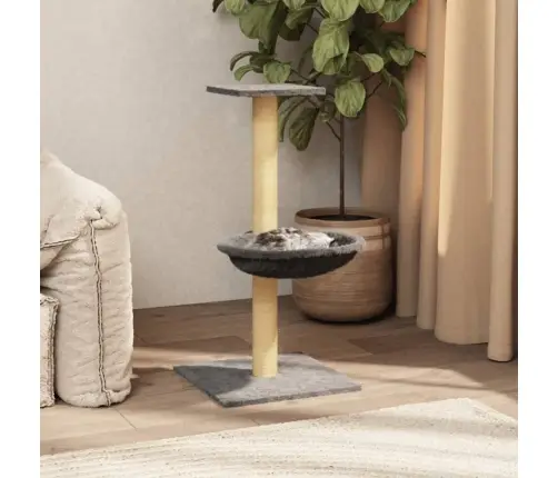 Kaķu Māja Ar Sizala Stabu Nagu Asināšanai, 74 Cm, Gaiši Pelēka Vidaxl