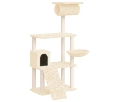 Kaķu Māja Ar Sizala Stabiem Nagu Asināšanai, 131 Cm, Krēmkrāsas Vidaxl