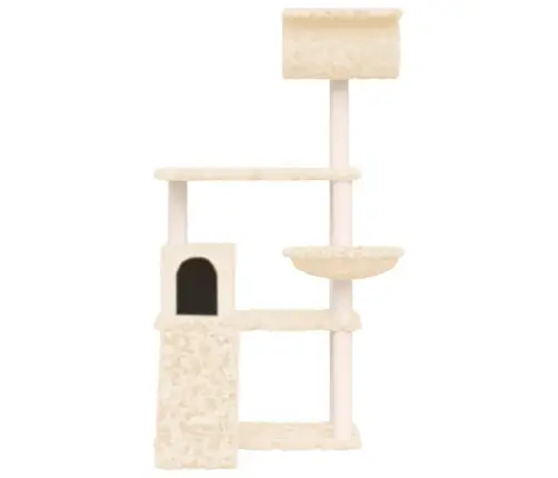 Kaķu Māja Ar Sizala Stabiem Nagu Asināšanai, 131 Cm, Krēmkrāsas Vidaxl