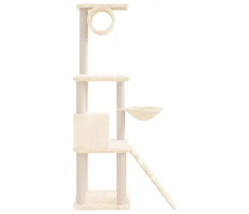 Kaķu Māja Ar Sizala Stabiem Nagu Asināšanai, 131 Cm, Krēmkrāsas Vidaxl