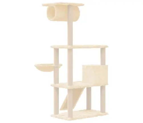 Kaķu Māja Ar Sizala Stabiem Nagu Asināšanai, 131 Cm, Krēmkrāsas Vidaxl