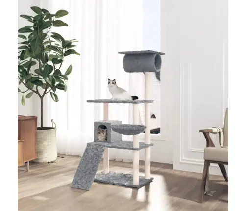 Kaķu Māja Ar Sizala Stabiem Nagu Asināšanai, 131 Cm, Pelēka Vidaxl