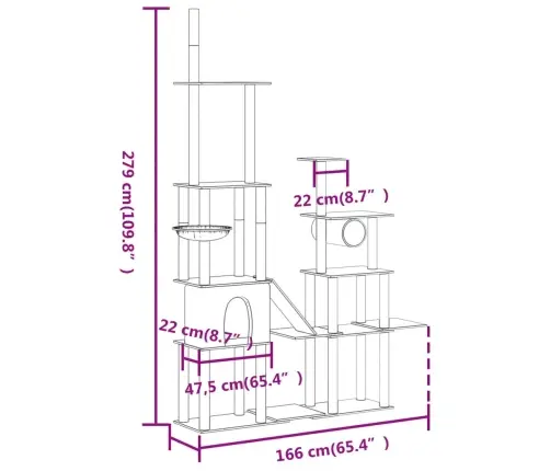 Kassimaja Sisalköitega Kraapimispuuga, Kreemjas, 279 Cm