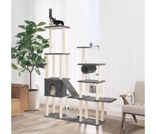 Kassimaja Sisalköitega Kraapimispuudega, Tumehall, 279 Cm