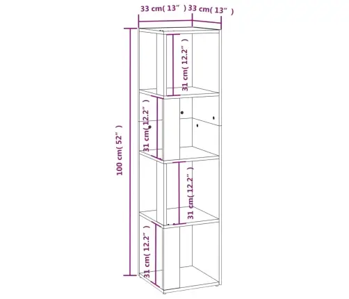 Nurgakapp, Hall Sonoma Tamm, 33 X 33 X 132 cm Tehispuit