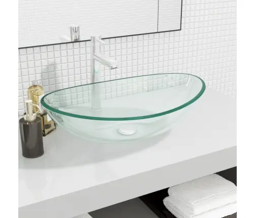 Izlietne, 54,5X35X15,5 Cm, Caurspīdīgs Rūdīts Stikls Vidaxl