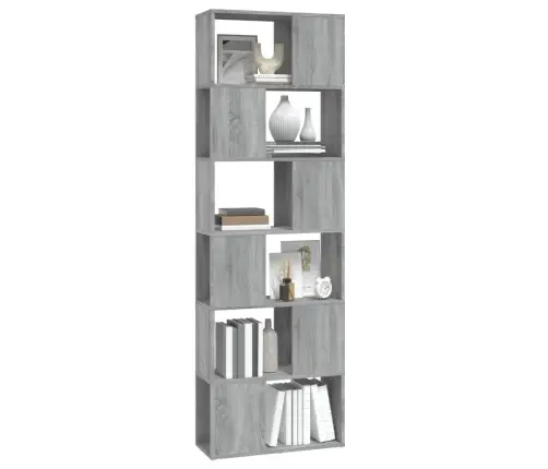 Grāmatu Plaukts, Pelēka Ozolkoka Krāsa, 60X24X186 Cm Vidaxl