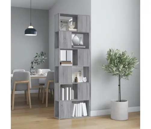 Grāmatu Plaukts, Pelēka Ozolkoka Krāsa, 60X24X186 Cm Vidaxl