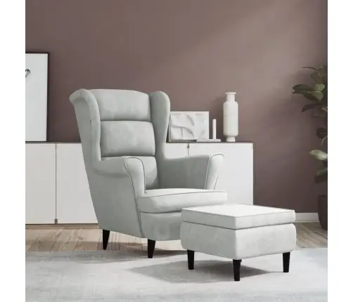 Atpūtas Krēsls Ar Kāju Soliņu, Gaiši Pelēks Samts Vidaxl