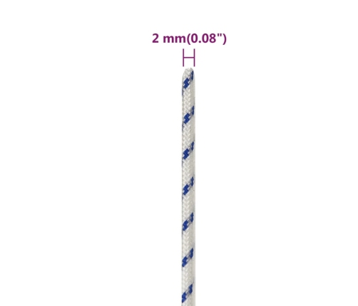 Laivu Virve, Balta, 2 Mm, 50 M, Polipropilēns Vidaxl