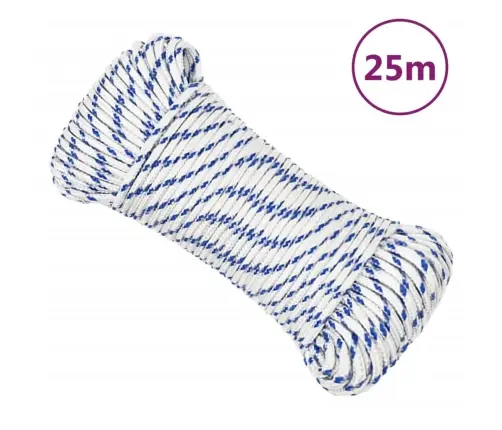 Laivu Virve, Balta, 3 Mm, 25 M, Polipropilēns Vidaxl