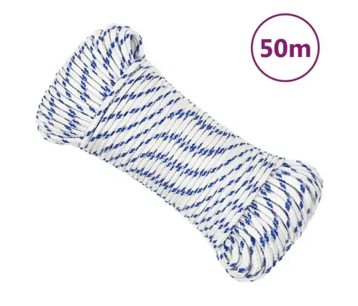 Laivu Virve, Balta, 4 Mm, 50 M, Polipropilēns Vidaxl
