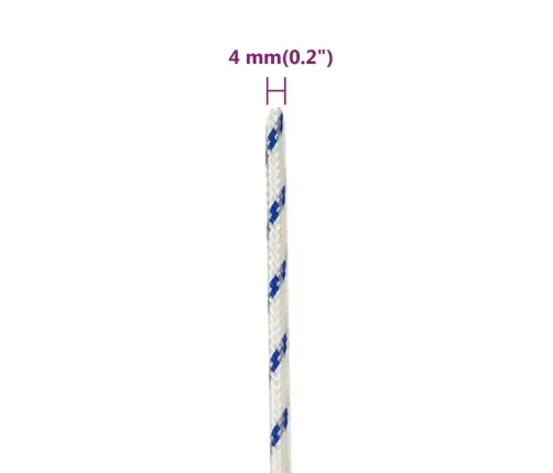 Laivu Virve, Balta, 4 Mm, 250 M, Polipropilēns Vidaxl
