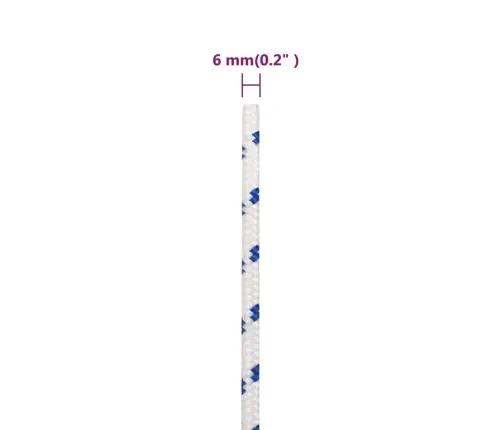 Laivu Virve, Balta, 6 Mm, 25 M, Polipropilēns Vidaxl