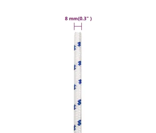 Laivu Virve, Balta, 8 Mm, 25 M, Polipropilēns Vidaxl