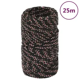 Laivu Virve, Melna, 2 Mm, 25 M, Polipropilēns Vidaxl