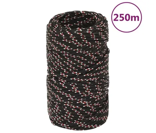 Laivu Virve, Melna, 2 Mm, 250 M, Polipropilēns Vidaxl