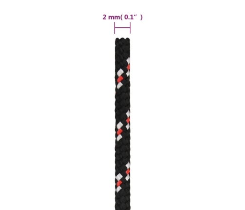 Laivu Virve, Melna, 2 Mm, 250 M, Polipropilēns Vidaxl