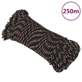 Laivu Virve, Melna, 5 Mm, 250 M, Polipropilēns Vidaxl