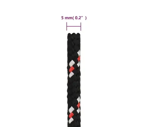 Valties Virvė, Juodos Spalvos, 5Mm, 250M, Polipropilenas