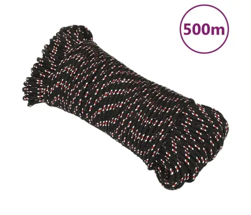 Laivu Virve, Melna, 5 Mm, 500 M, Polipropilēns Vidaxl