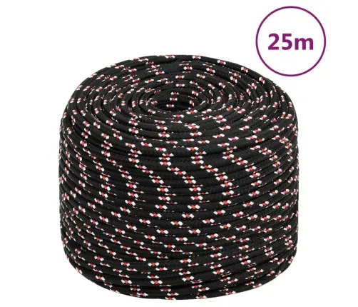 Laivu Virve, Melna, 6 Mm, 25 M, Polipropilēns Vidaxl
