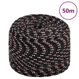 Laivu Virve, Melna, 6 Mm, 50 M, Polipropilēns Vidaxl