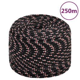 Laivu Virve, Melna, 6 Mm, 250 M, Polipropilēns Vidaxl
