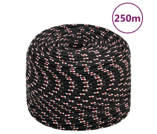 Laivu Virve, Melna, 8 Mm, 250 M, Polipropilēns Vidaxl