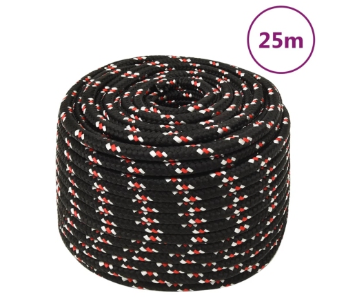 Laivu Virve, Melna, 12 Mm, 25 M, Polipropilēns Vidaxl