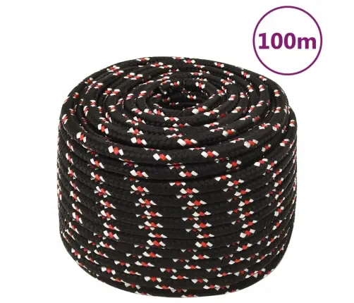Laivu Virve, Melna, 12 Mm, 100 M, Polipropilēns Vidaxl