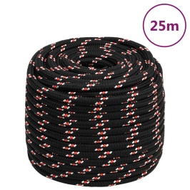 Laivu Virve, Melna, 16 Mm, 25 M, Polipropilēns Vidaxl