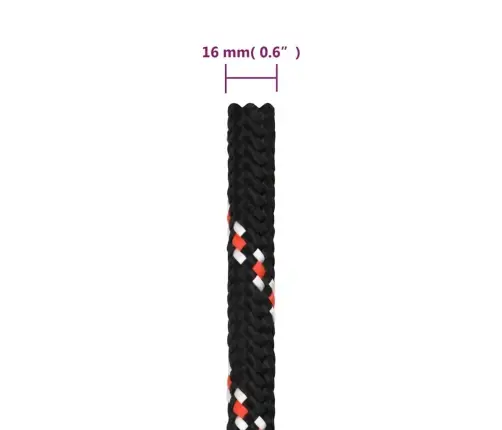 Laivu Virve, Melna, 16 Mm, 25 M, Polipropilēns Vidaxl Laivu Virve, Melna, 16 Mm, 25 M, Polipropilēns Vidaxl