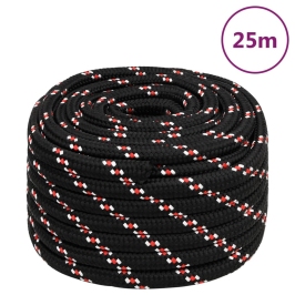 Laivu Virve, Melna, 20 Mm, 25 M, Polipropilēns Vidaxl
