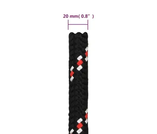Laivu Virve, Melna, 20 Mm, 25 M, Polipropilēns Vidaxl