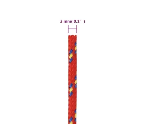 Laivu Virve, Sarkana, 3 Mm, 25 M, Polipropilēns Vidaxl